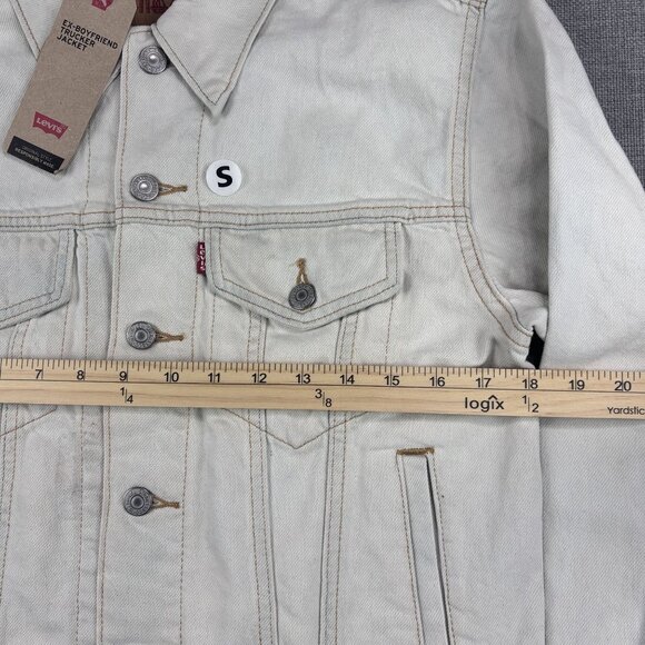 Levis Womens Ex-Boyfriend Trucker Jacket With Floral Back Embroidery Small, Whit - Picture 7 of 15